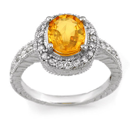 Genuine 2.90ctw Yellow Sapphire & Diamond Ring 14K Gold | eBay