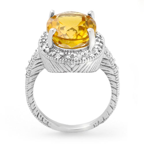 VINTAGE STYLE 6.0 ctw CITRINE & DIAMOND RING ELEGANTLY SET IN 14K 